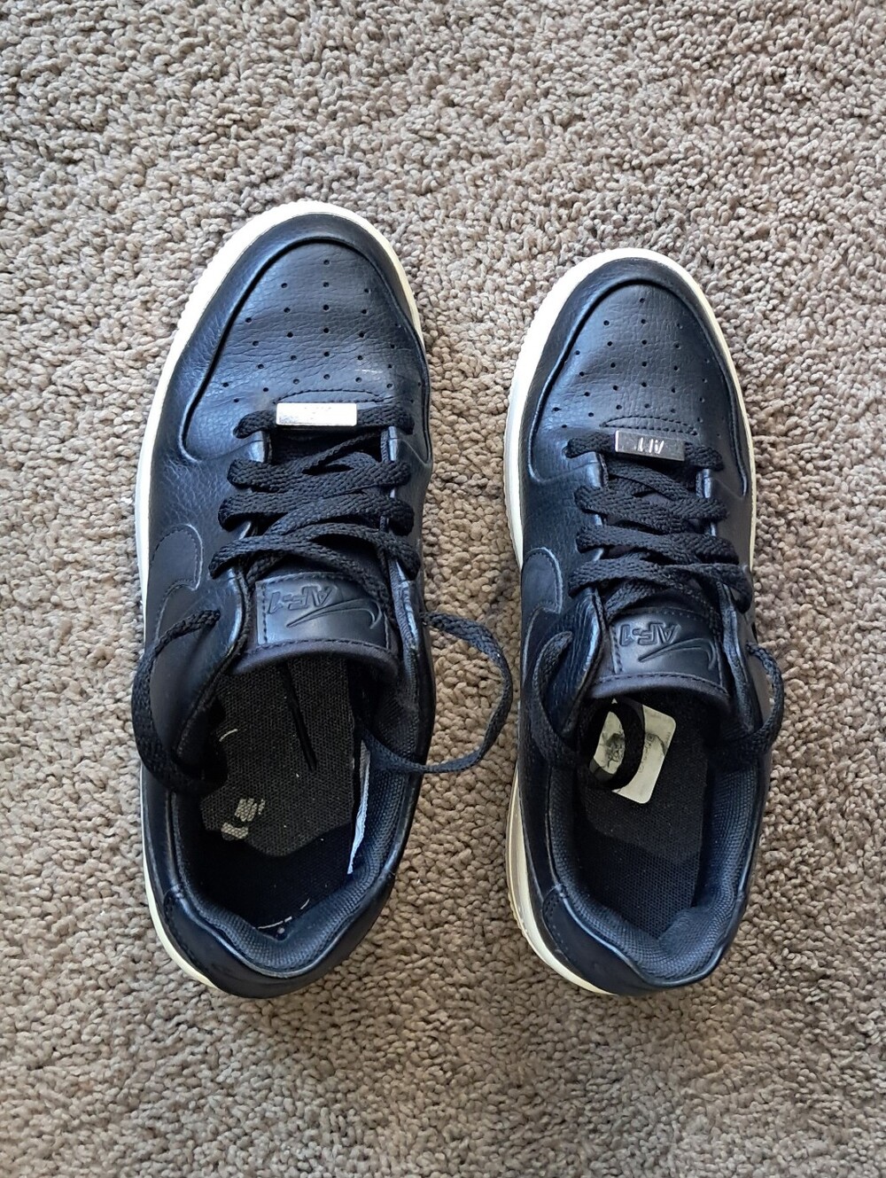 Nike Air Force 1 Sage Low Shoes Womens Black Off White Platform Size 7.5 - Picture 7 of 9